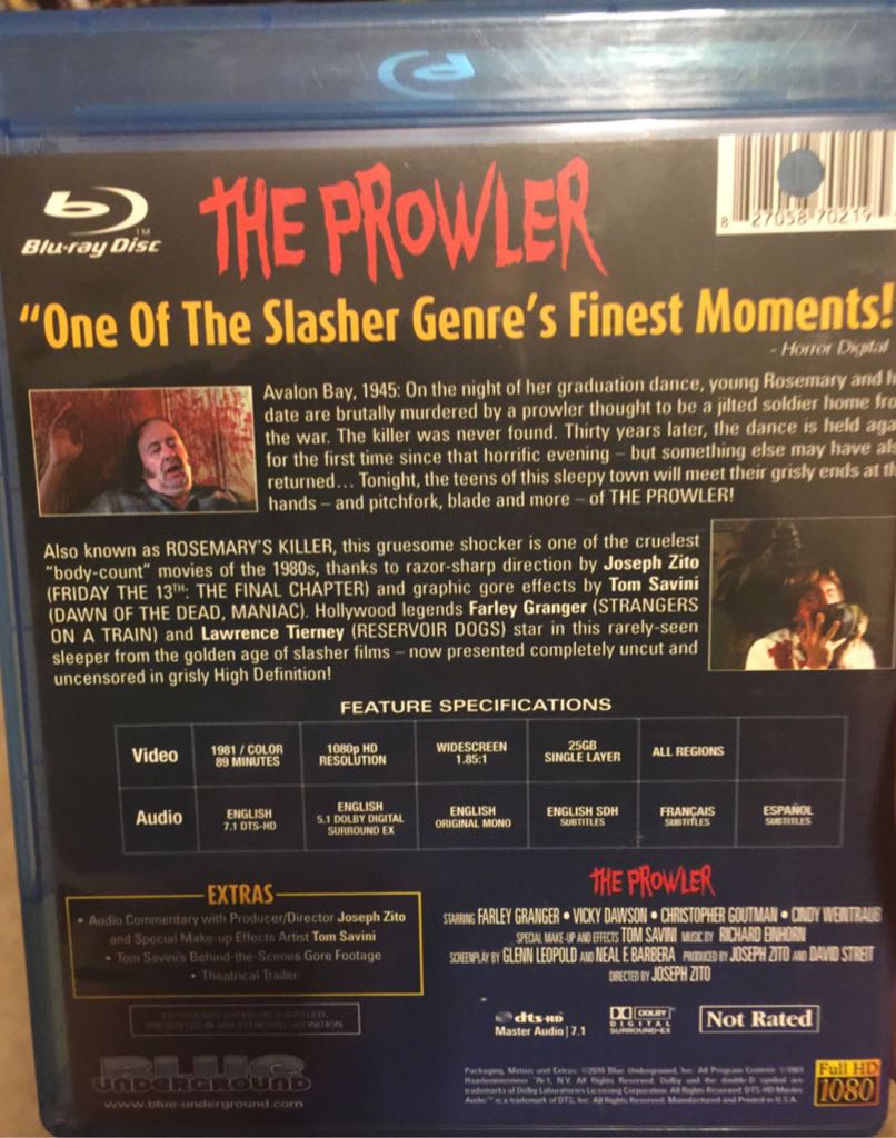 * BR : Prowler, The Blu-ray movie collectible [Barcode 827058702195] - Main Image 2