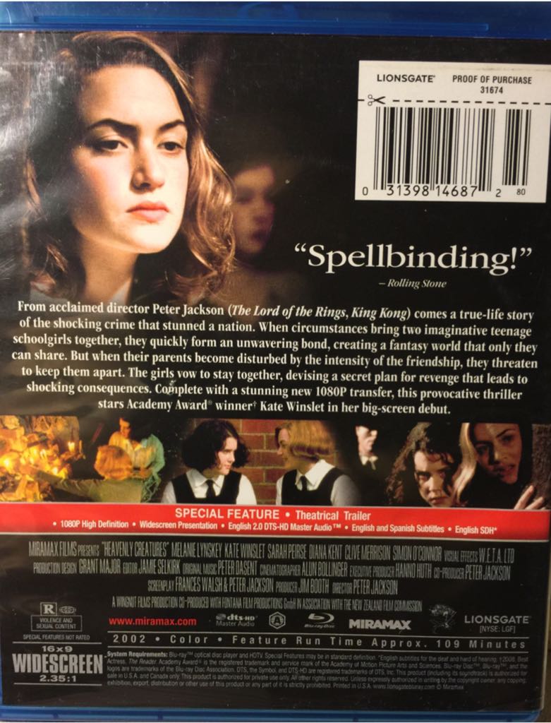 Heavenly Creatures: The Uncut Version  Blu-ray movie collectible [Barcode 031398146872] - Main Image 2