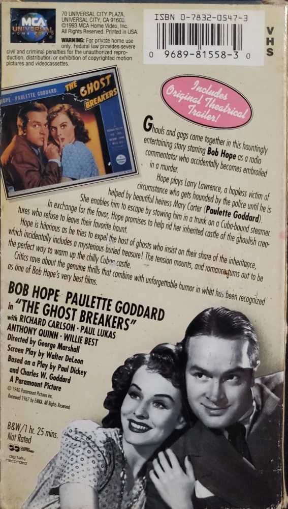 The Ghost Breakers VHS movie collectible [Barcode 096898155830] - Main Image 2