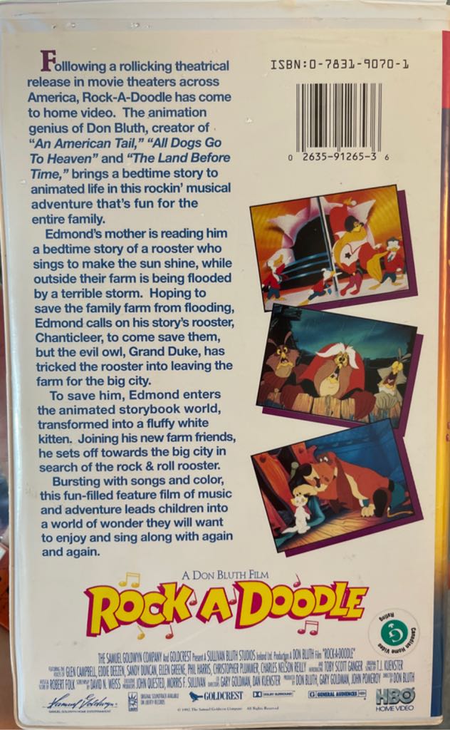 Rock-A-Doodle VHS movie collectible [Barcode 026359126536] - Main Image 2