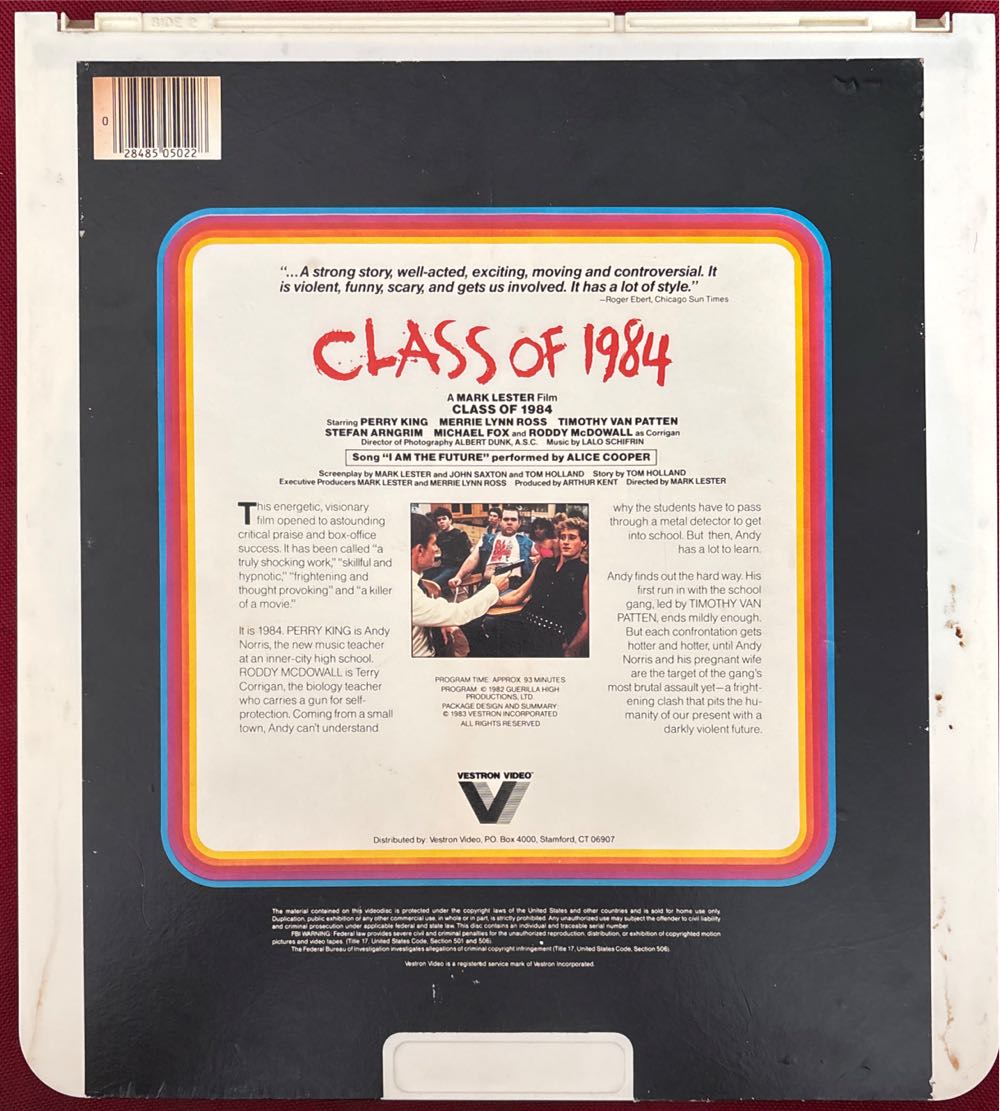 Class of 1984 Laser Disc movie collectible [Barcode 028485050228] - Main Image 2