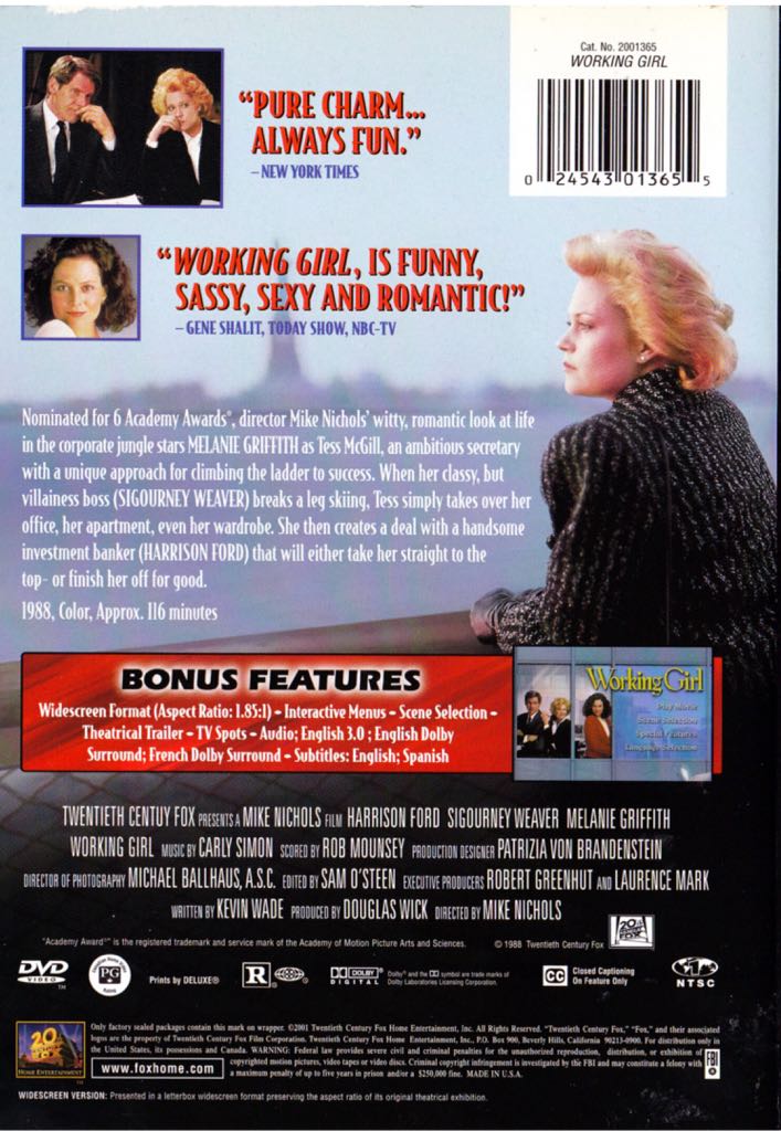 Working Girl DVD movie collectible [Barcode 024543013679] - Main Image 2
