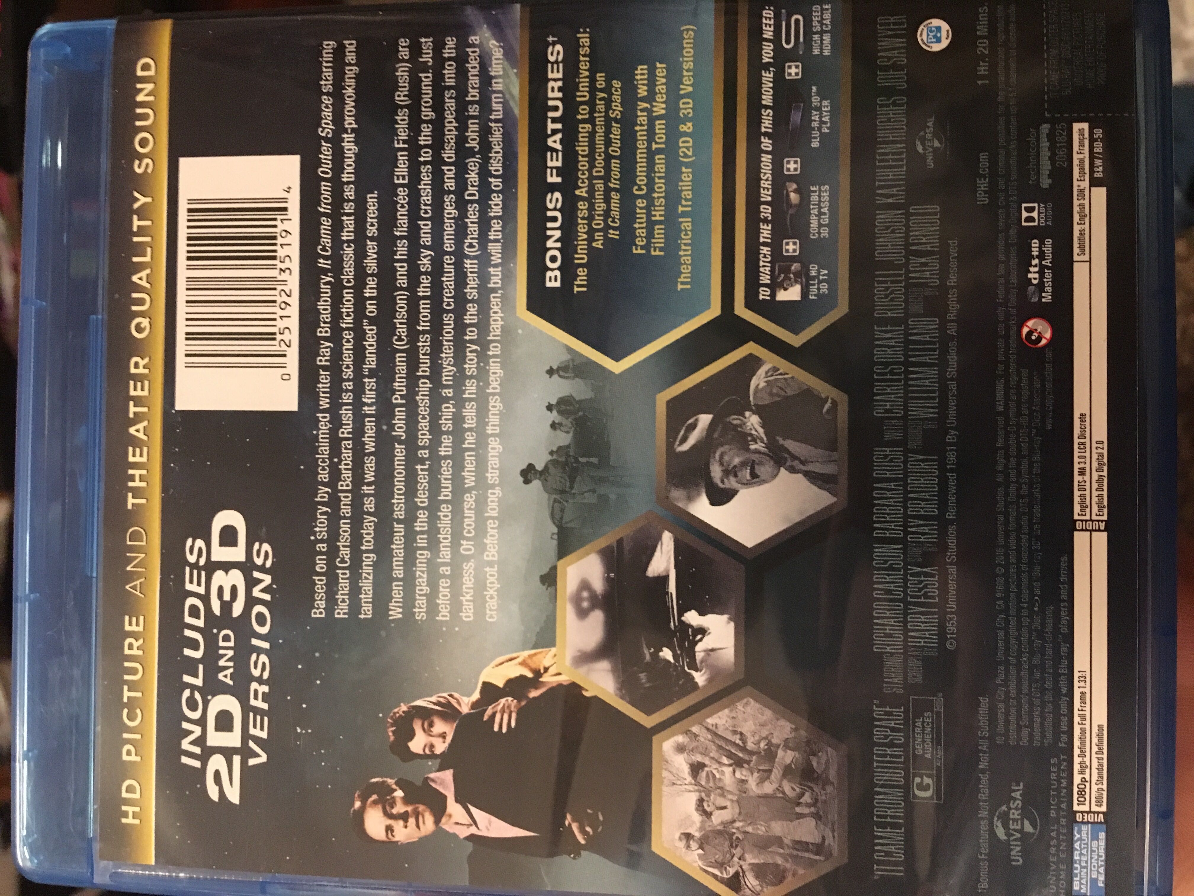 It Came From Outer Space  3D Blu-ray movie collectible [Barcode 025192351914] - Main Image 2