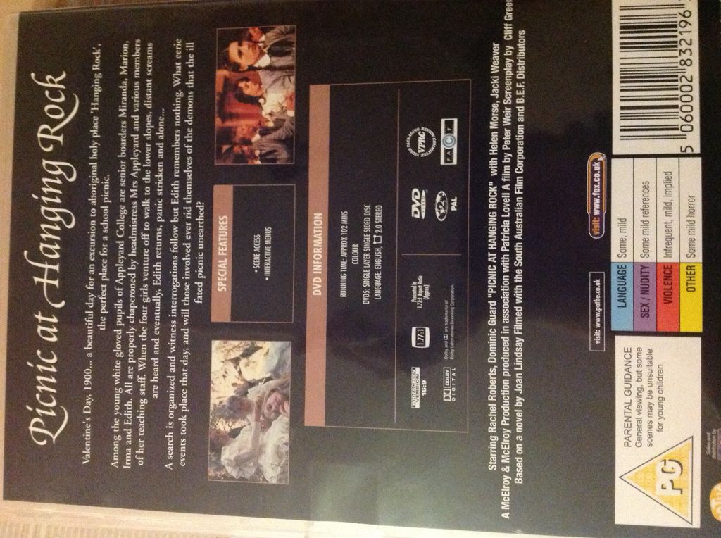 Picnic at Hanging Rock DVD movie collectible [Barcode 5060002832196] - Main Image 2