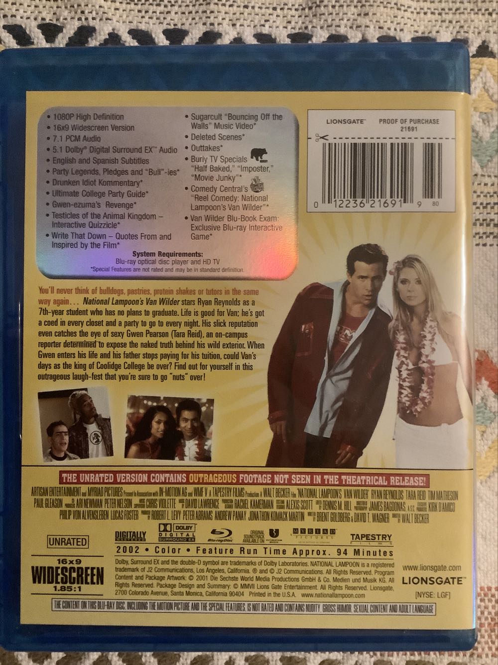 Van Wilder Blu-ray movie collectible [Barcode 012236216919] - Main Image 2