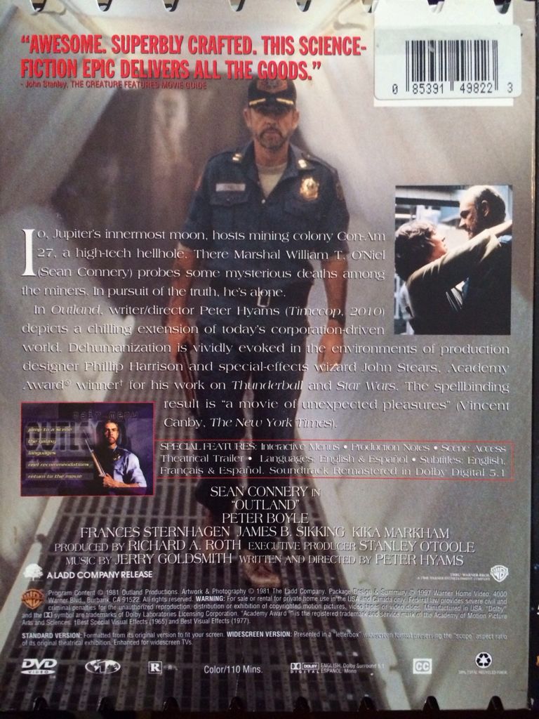 Outland DVD movie collectible [Barcode 085391498223] - Main Image 2