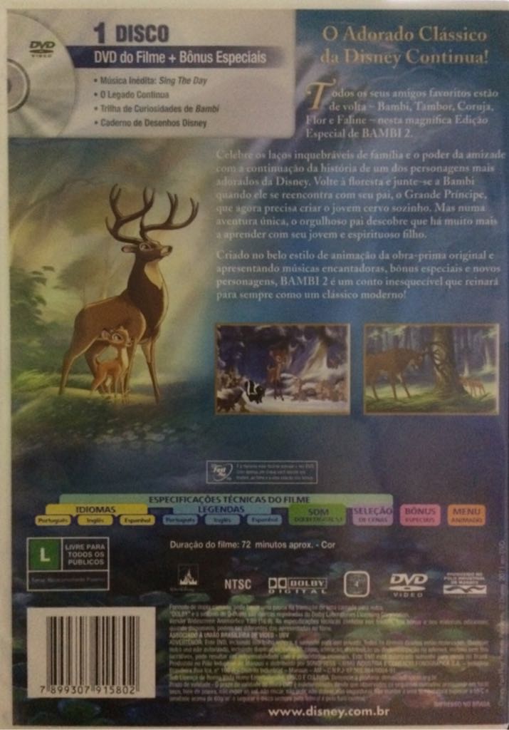 Bambi 2 DVD movie collectible [Barcode 7899307915802] - Main Image 2