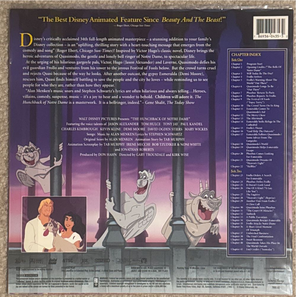 * LD : DISNEY : Hunchback of Notre Dame, The (THX) Laser Disc movie collectible [Barcode 786936043532] - Main Image 2