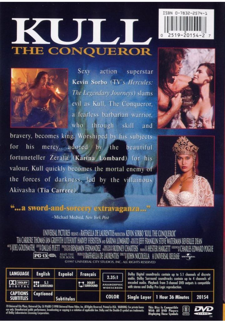 Kull The Conqueror DVD movie collectible [Barcode 025192015427] - Main Image 2