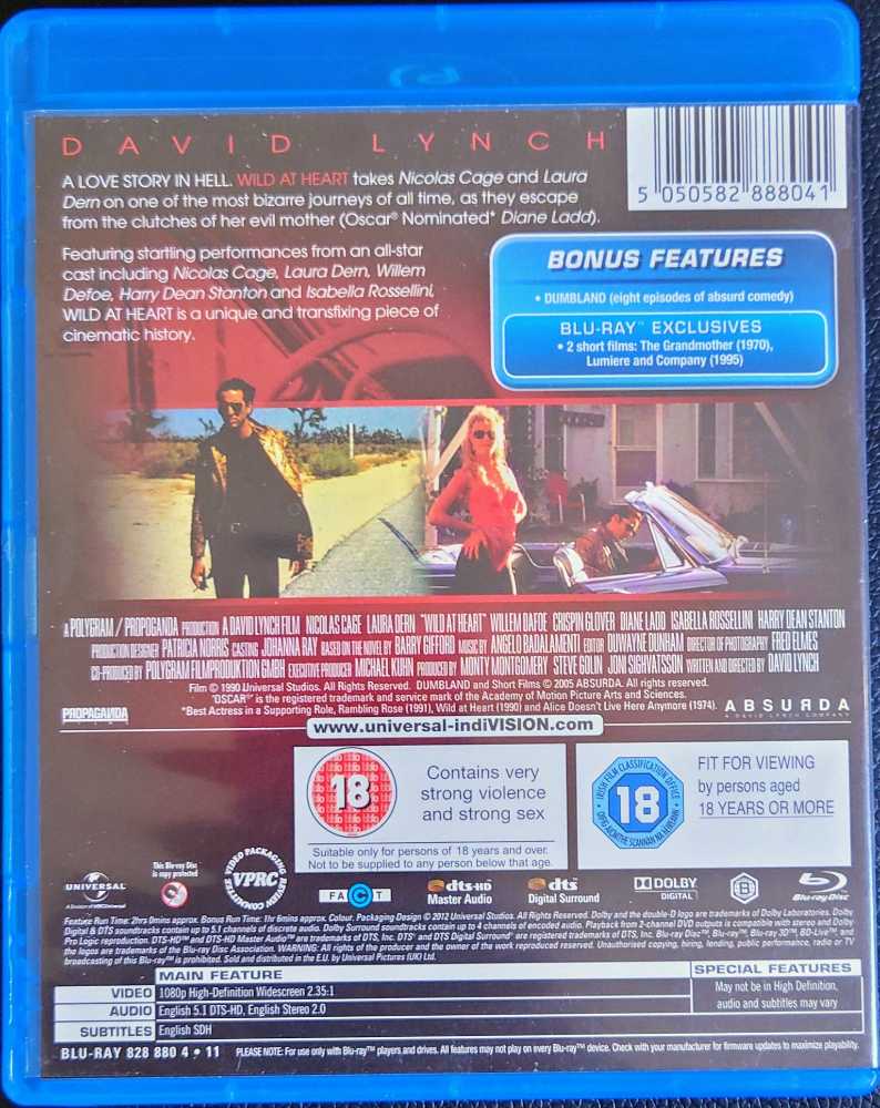 Wild At Heart Blu-ray movie collectible [Barcode 5050582888041] - Main Image 2