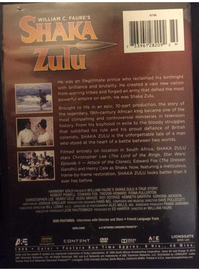 Shaka Zulu DVD movie collectible [Barcode 733961282092] - Main Image 2