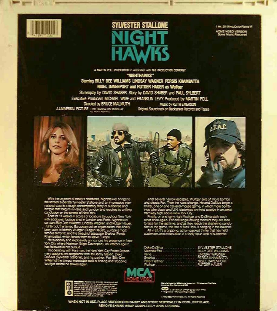 Nighthawks Laser Disc movie collectible [Barcode 025191202163] - Main Image 2