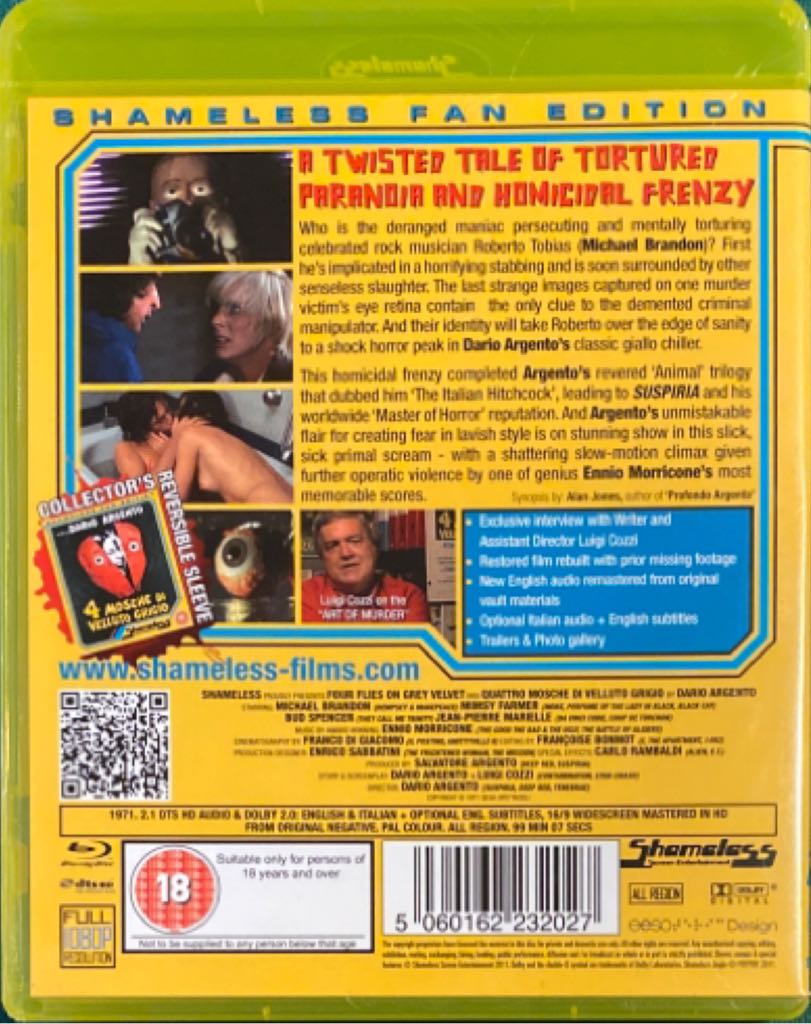 Four Flies On Grey Velvet Blu-ray movie collectible [Barcode 5060162232027] - Main Image 2