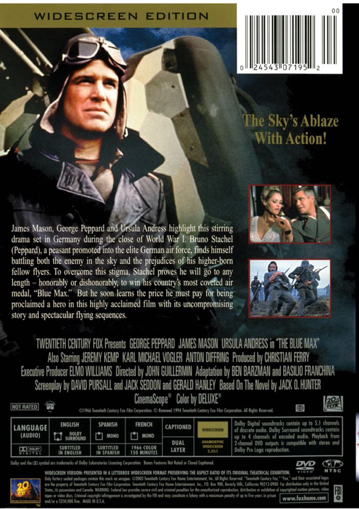 The Blue Max DVD movie collectible [Barcode 5039036051583] - Main Image 2