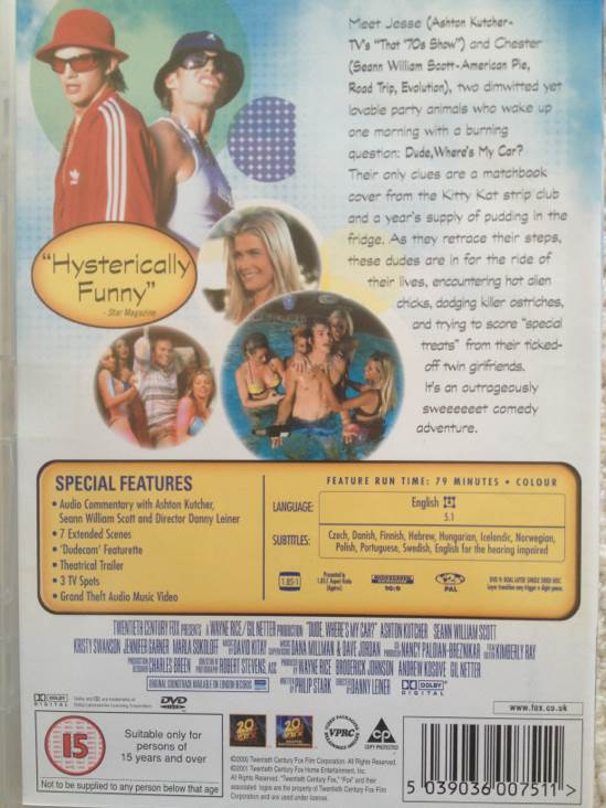 Dude, Wheres My Car? DVD movie collectible [Barcode 5039036007511] - Main Image 2