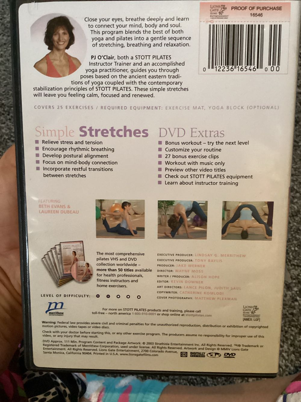 Stott Pilates: Simple Stretches DVD movie collectible [Barcode 012236165460] - Main Image 2
