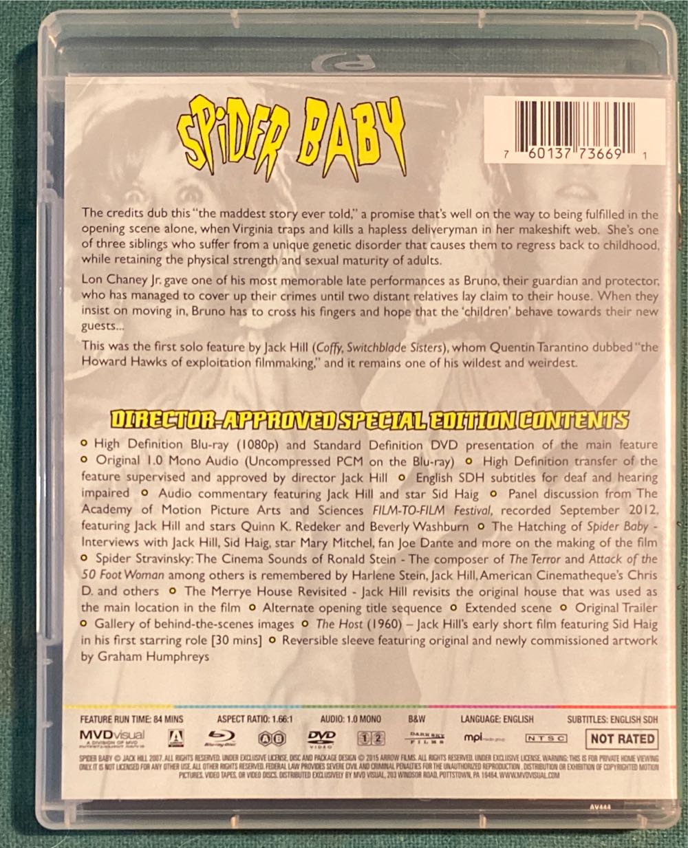 Spider Baby Blu-ray movie collectible [Barcode 760137736691] - Main Image 2