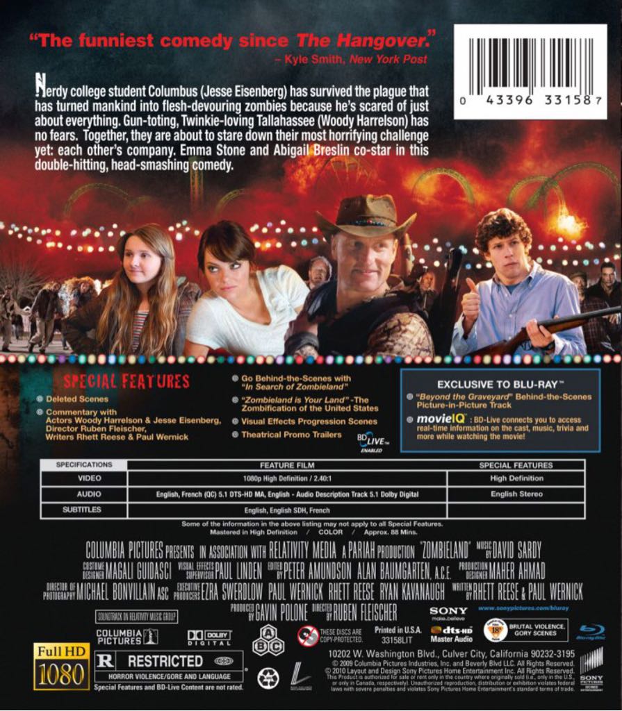 Zombieland Blu-ray movie collectible [Barcode 043396337510] - Main Image 2