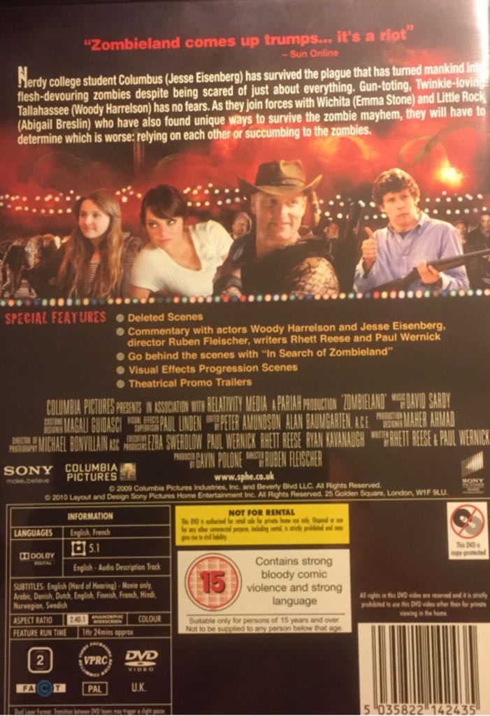 Zombieland DVD movie collectible [Barcode 5035822142435] - Main Image 2