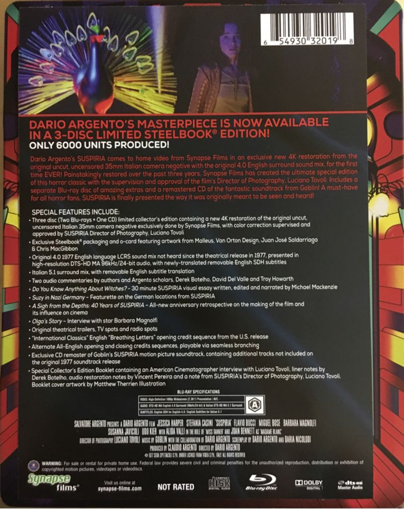 Suspiria Blu-ray movie collectible [Barcode 654930320198] - Main Image 2