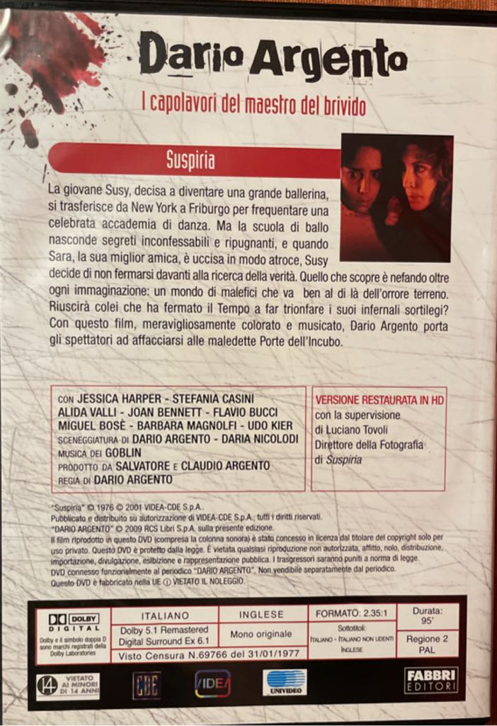 Suspiria DVD movie collectible [Barcode 8716777001844] - Main Image 2
