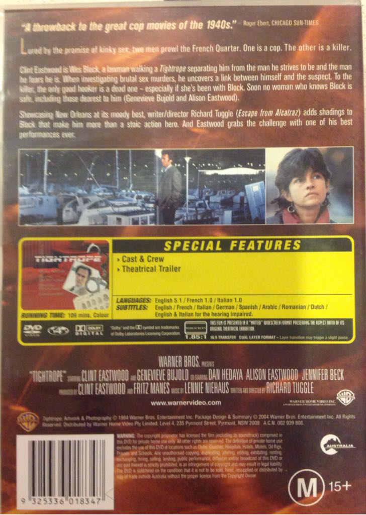 Tightrope DVD movie collectible [Barcode 9325336018347] - Main Image 2