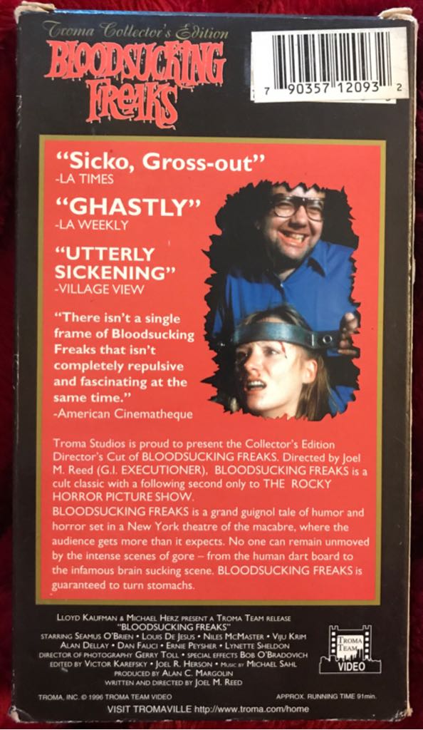 Bloodsucking Freaks VHS movie collectible [Barcode 790357120932] - Main Image 2