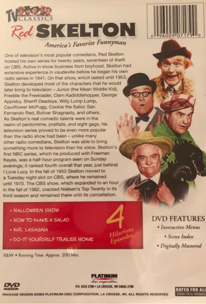 Red Skelton DVD movie collectible [Barcode 096009071790] - Main Image 2