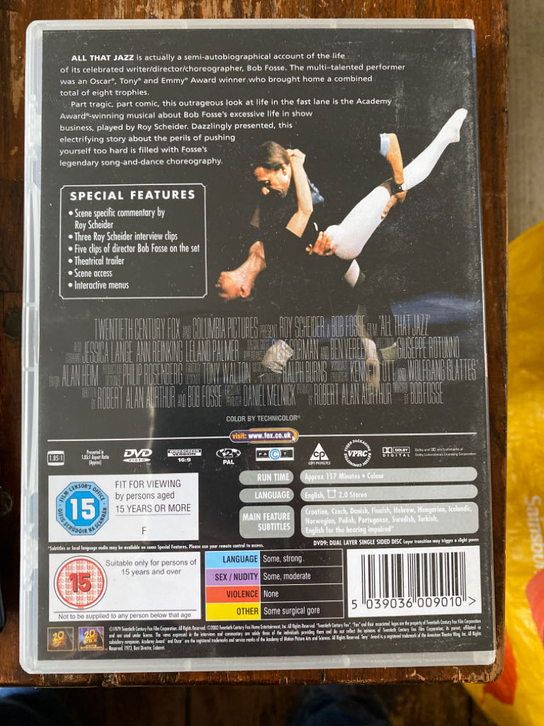 All That Jazz DVD-R movie collectible [Barcode 5039036009010] - Main Image 2