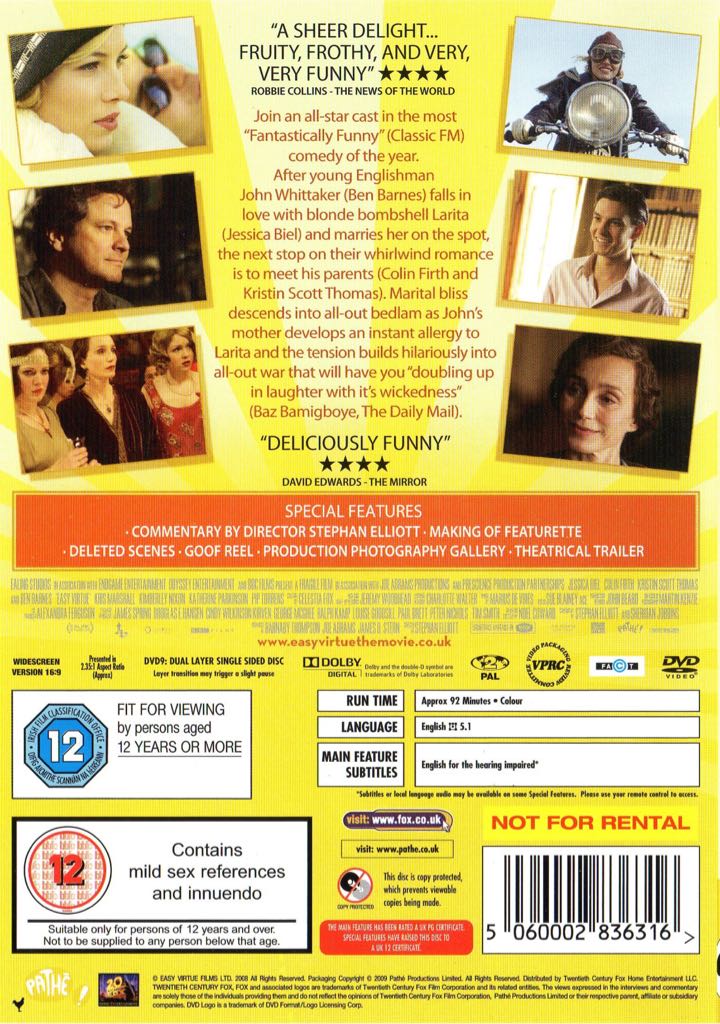 Easy Virtue Digital Copy movie collectible [Barcode 9321337139296] - Main Image 2
