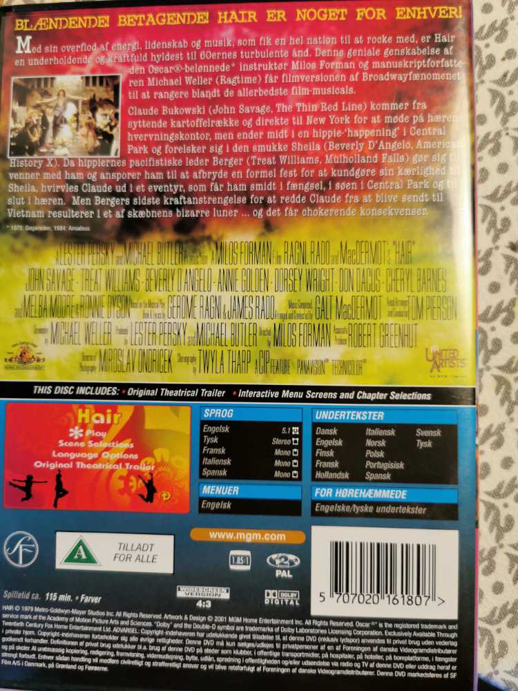 Hair DVD movie collectible [Barcode 5707020161807] - Main Image 2