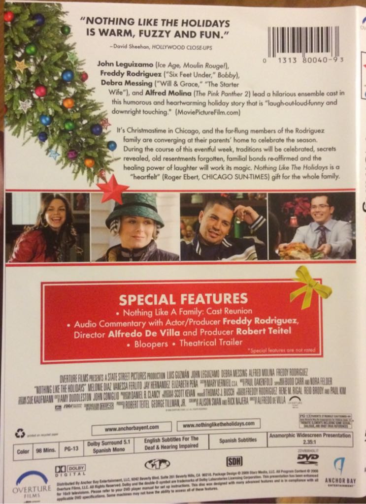 Nothing Like the Holidays DVD movie collectible [Barcode 013138004093] - Main Image 2