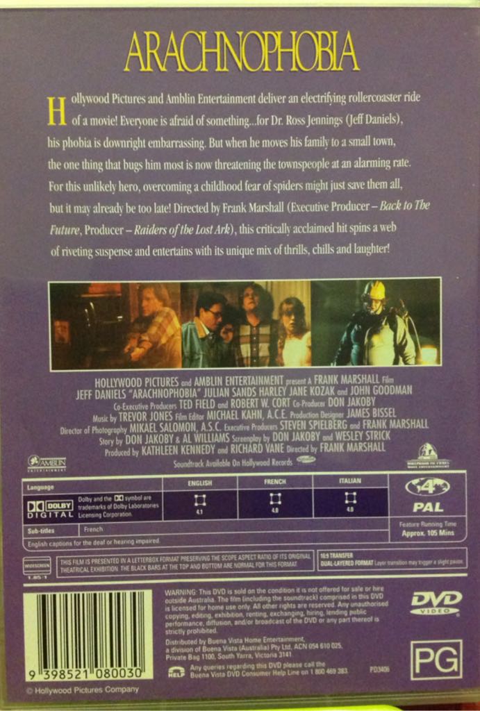 ARACHNOPHOBIA DVD movie collectible [Barcode 9398521080030] - Main Image 2