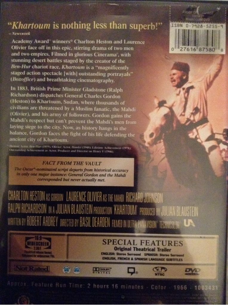 Khartoum DVD movie collectible [Barcode 027616875808] - Main Image 2