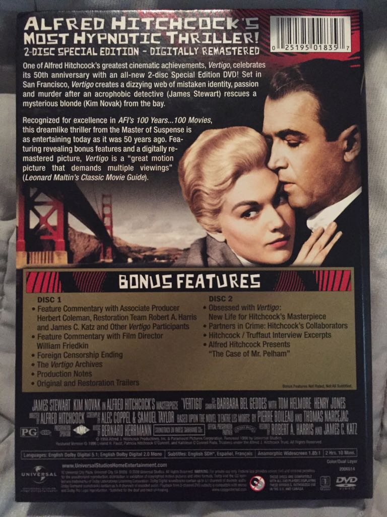 Vertigo Blu-ray movie collectible [Barcode 025195018357] - Main Image 2