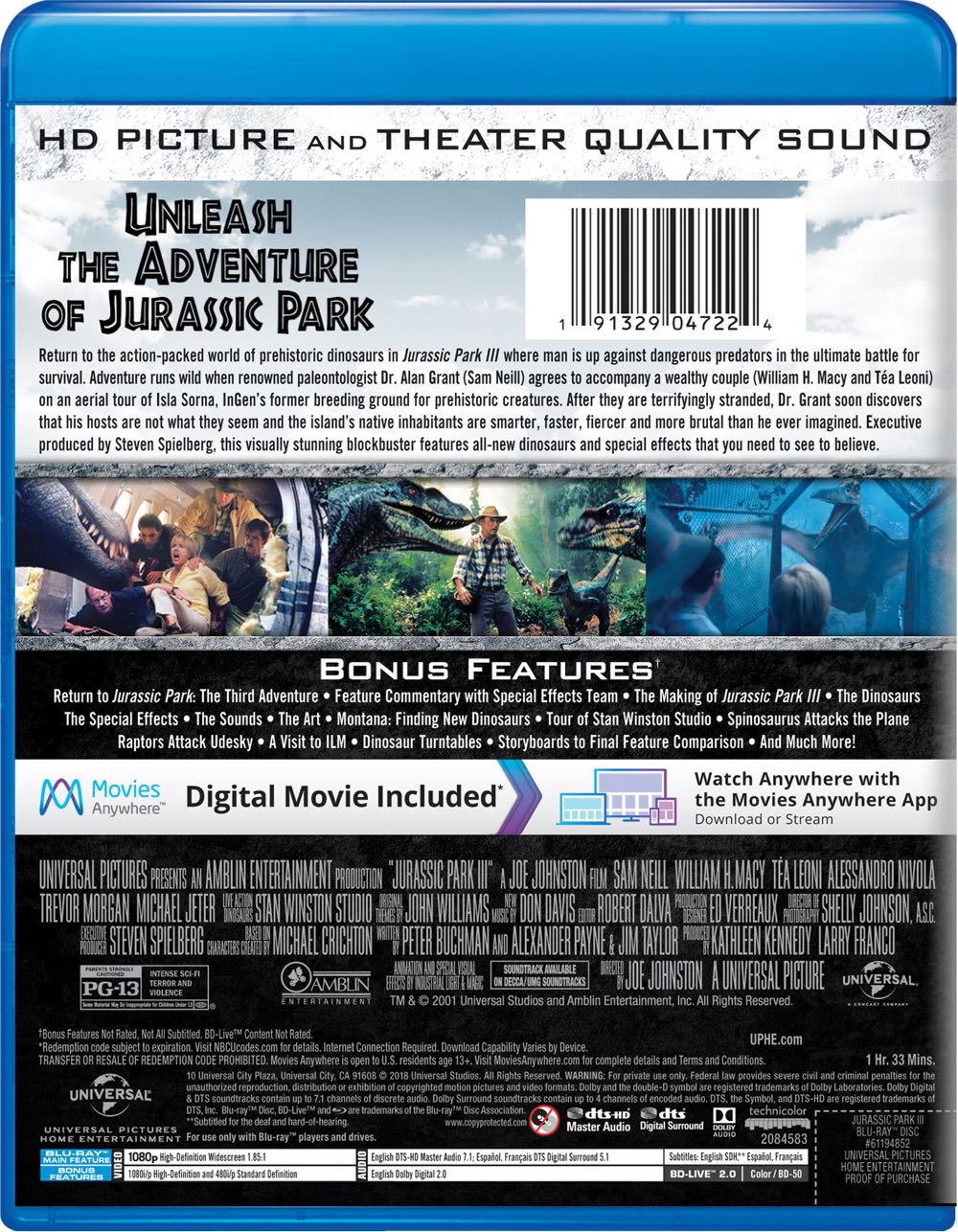Jurassic Park 3 DVD movie collectible [Barcode 025192148705] - Main Image 4