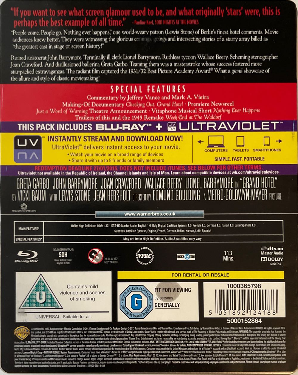 Grand Hotel Blu-ray movie collectible [Barcode 5051892124188] - Main Image 3