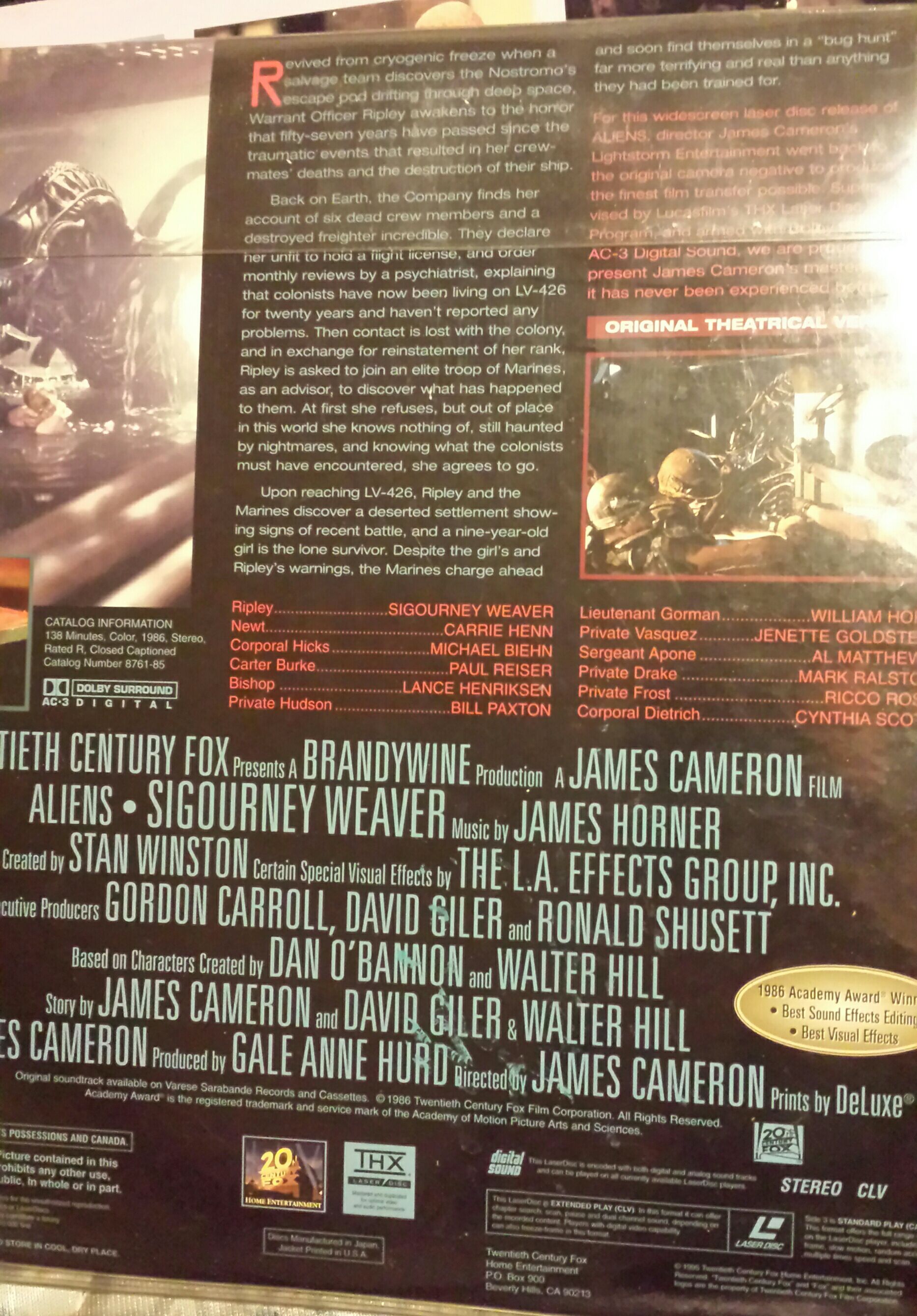 * LD : ALIEN II : Aliens (THX) Laser Disc movie collectible [Barcode 086162876165] - Main Image 2