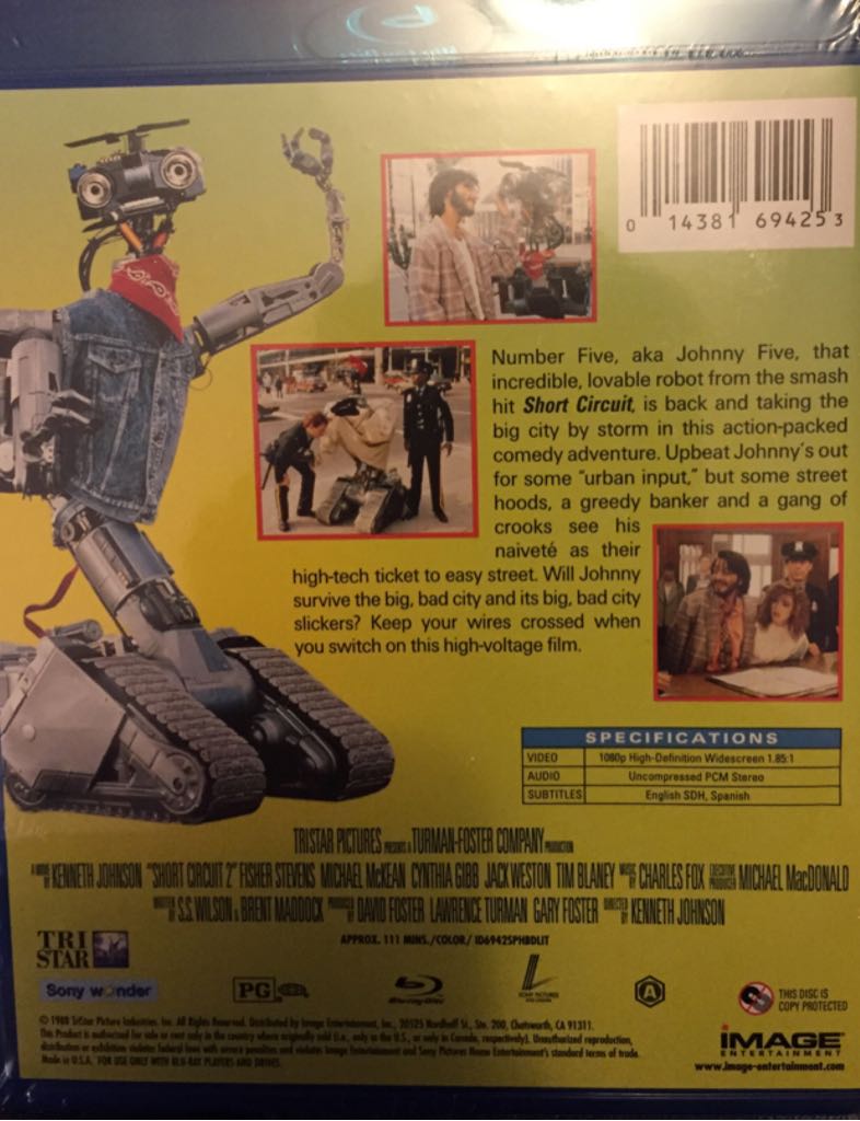 Short Circuit 2* Blu-ray movie collectible [Barcode 014381694253] - Main Image 2