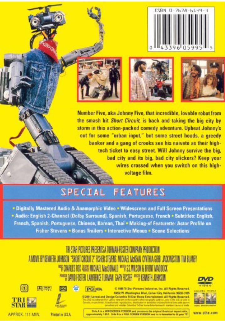Short Circuit 2 DVD movie collectible [Barcode 043396059955] - Main Image 2