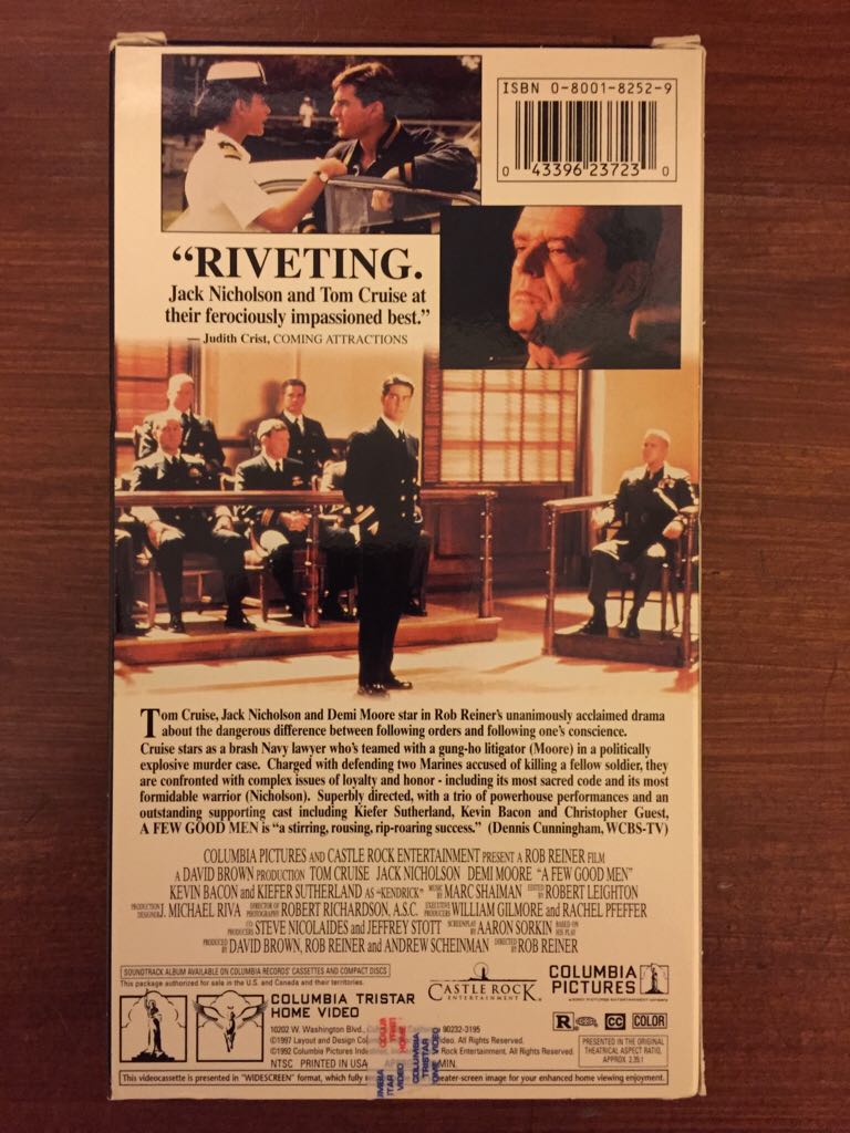 A Few Good Men VHS movie collectible [Barcode 043396237230] - Main Image 2