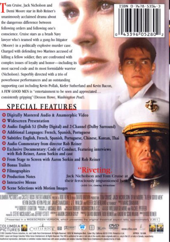A Few Good Men DVD movie collectible [Barcode 8712609016796] - Main Image 2