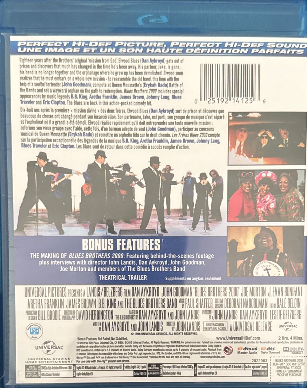Blues Brothers 2000 Blu-ray movie collectible [Barcode 025192141256] - Main Image 2