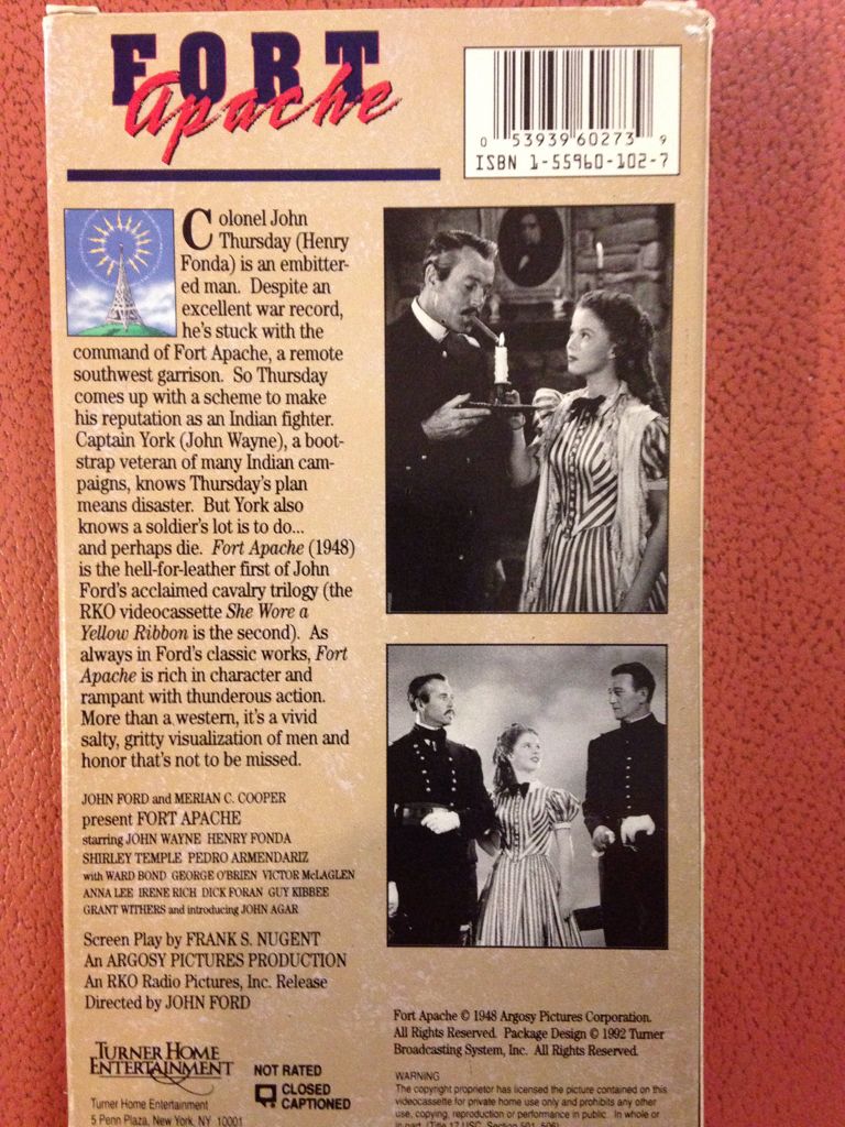 John Wayne (86): Fort Apache VHS movie collectible [Barcode 053939602739] - Main Image 2