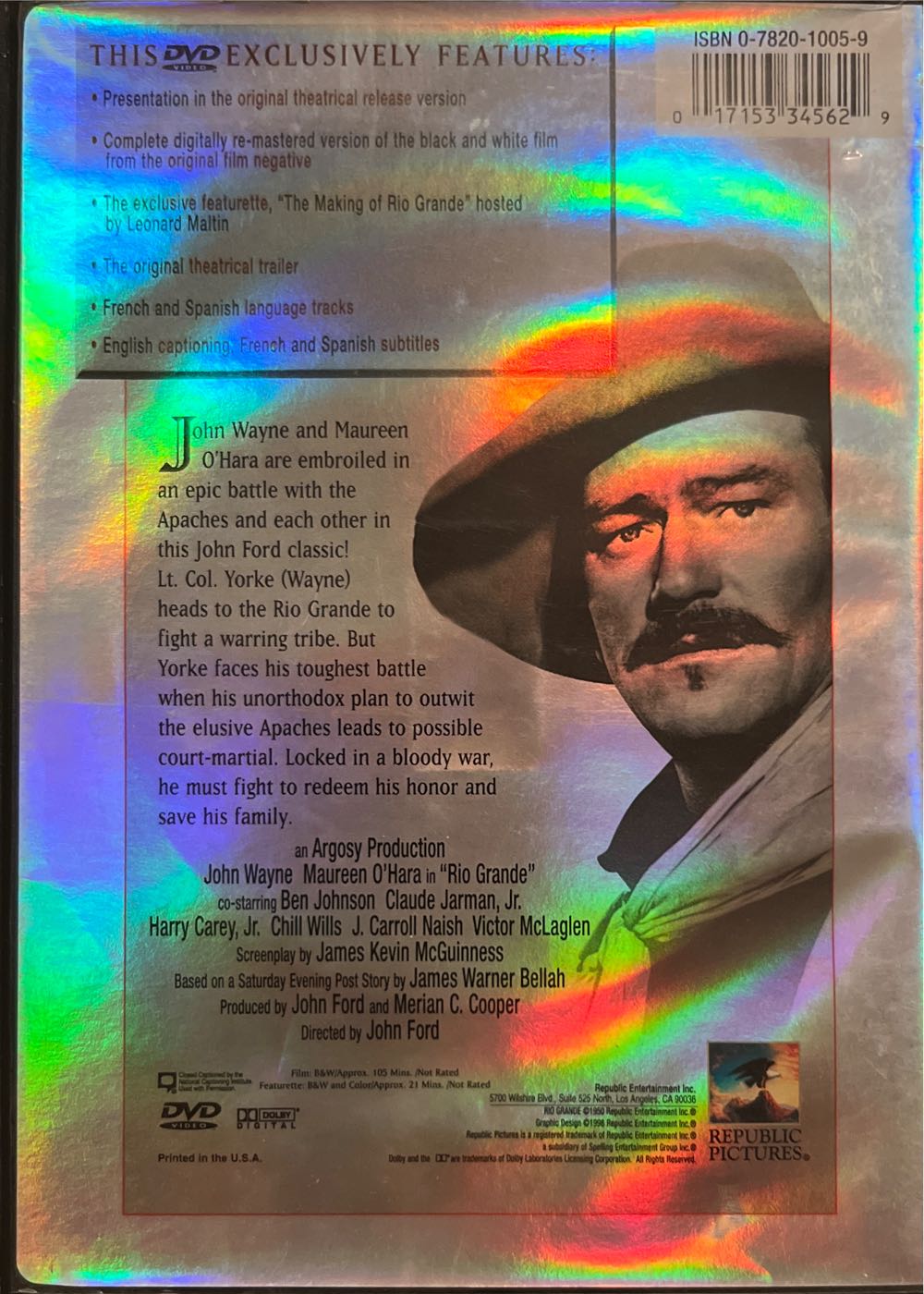 Rio Grande DVD movie collectible [Barcode 017153345629] - Main Image 2