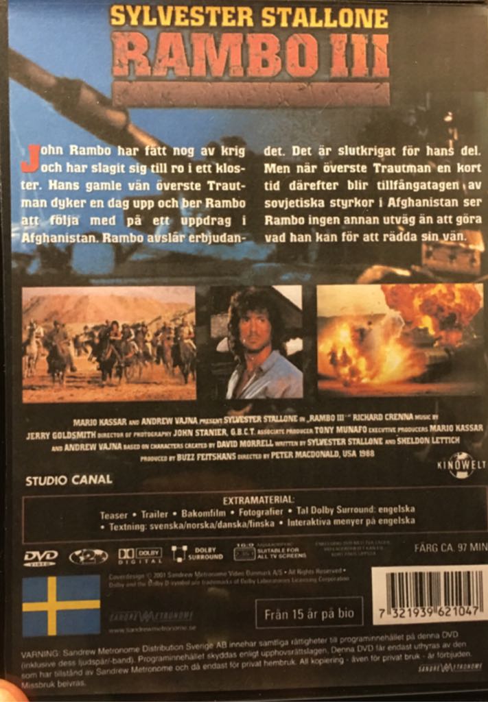 Rambo 3 DVD movie collectible [Barcode 4006680034843] - Main Image 2