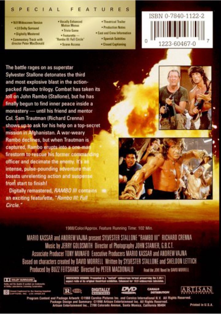 Rambo III DVD movie collectible [Barcode 8032442700905] - Main Image 2