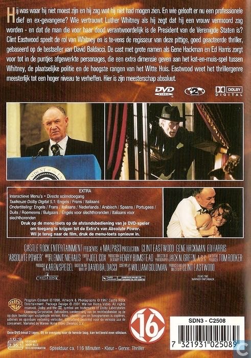 Absolute Power VHS movie collectible [Barcode 012569250833] - Main Image 2