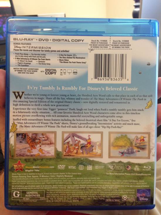 Many Adventures Of Winnie The Pooh Blu-ray movie collectible [Barcode 786936836356] - Main Image 2