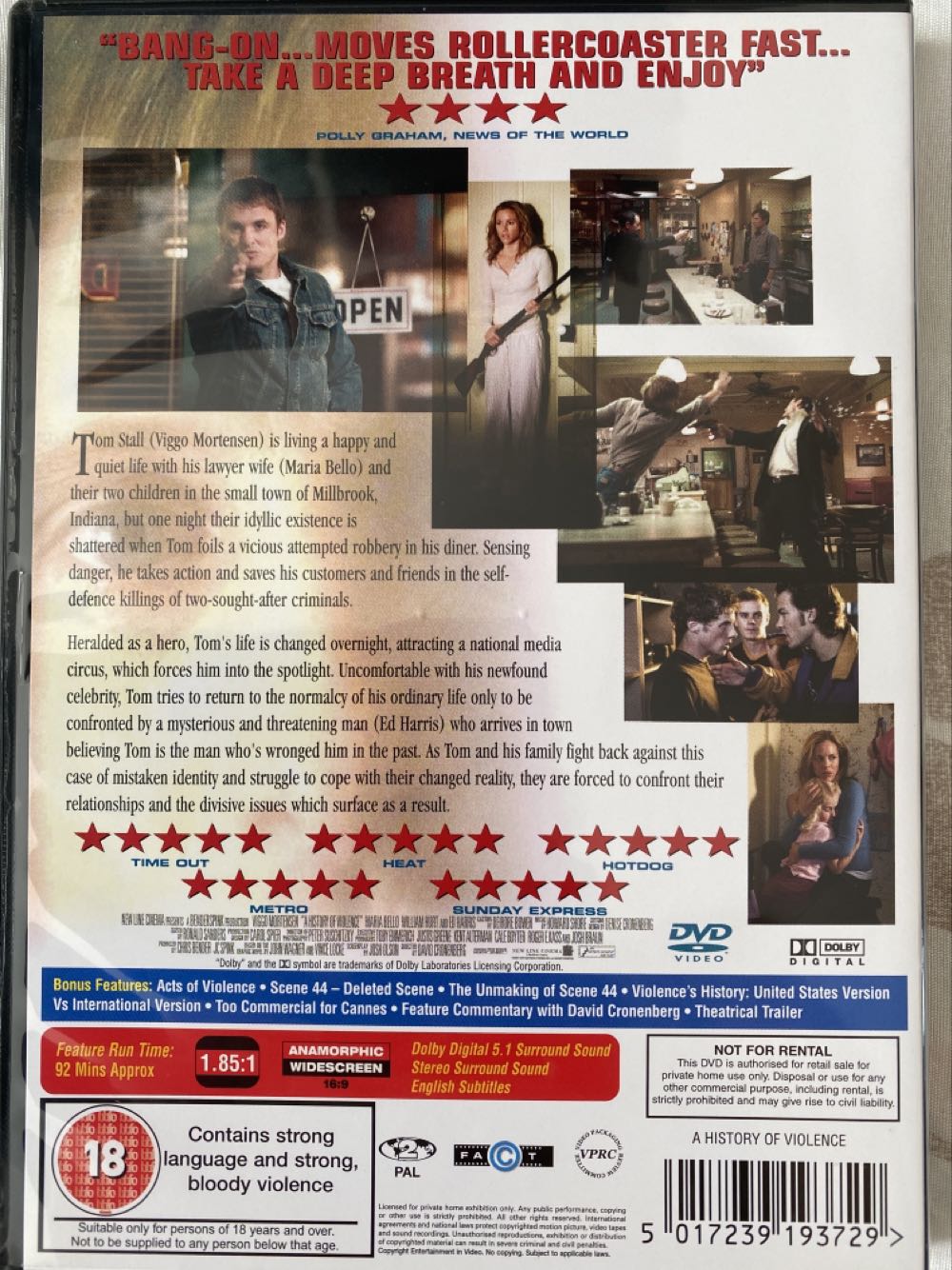 A History of Violence DVD movie collectible [Barcode 5017239193729] - Main Image 2